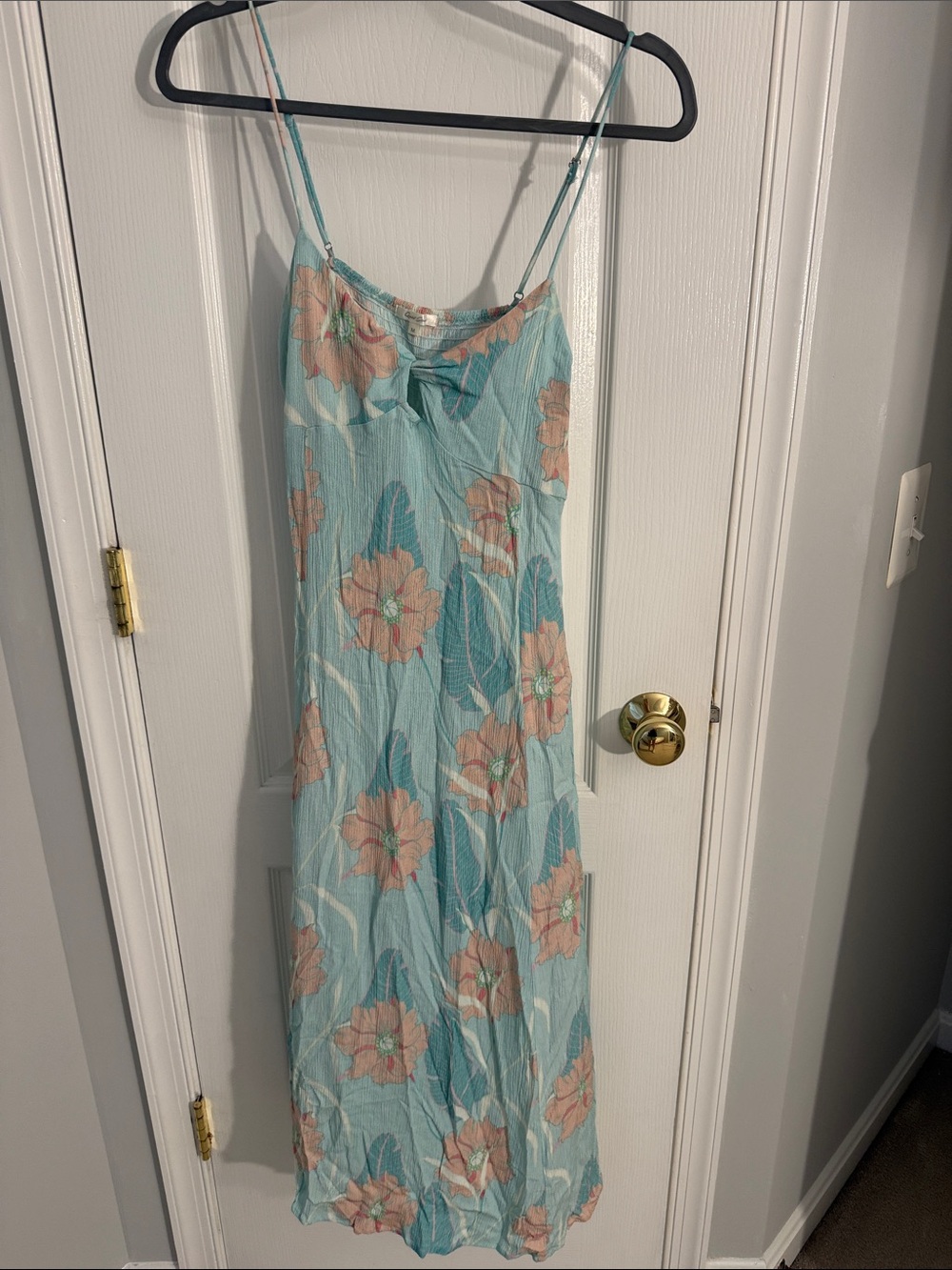 Quiksilver Aqua Blue Floral Maxi Dress